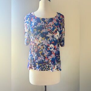 Anthropology Maeve Milla Blue Floral  Top Size XS
